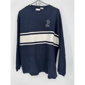 Vintage Walt Disney World Mickey Mouse Sweatshirt XL Navy Stripe Embroidered